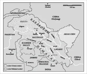 MAP OF DISPUTED LADAKH AND JAMMU & KASHMIR REGION